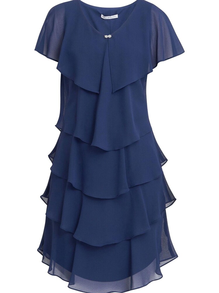 Gina Bacconi Black Bella Georgette Tiered Dress - Image 6 of 6