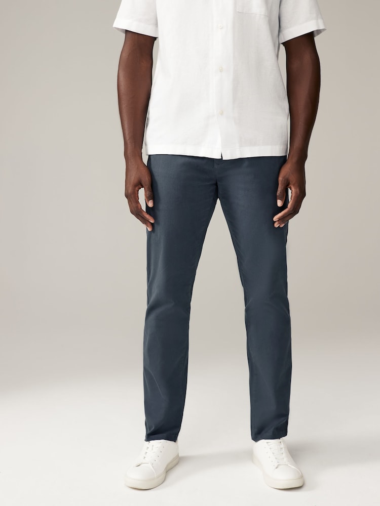 Blue Grey Mid Slim Fit Stretch Chinos Trousers - Image 1 of 8