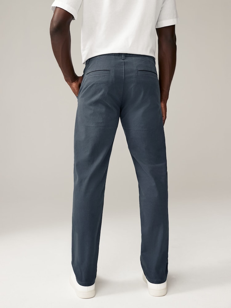 Blue Grey Mid Slim Fit Stretch Chinos Trousers - Image 3 of 8