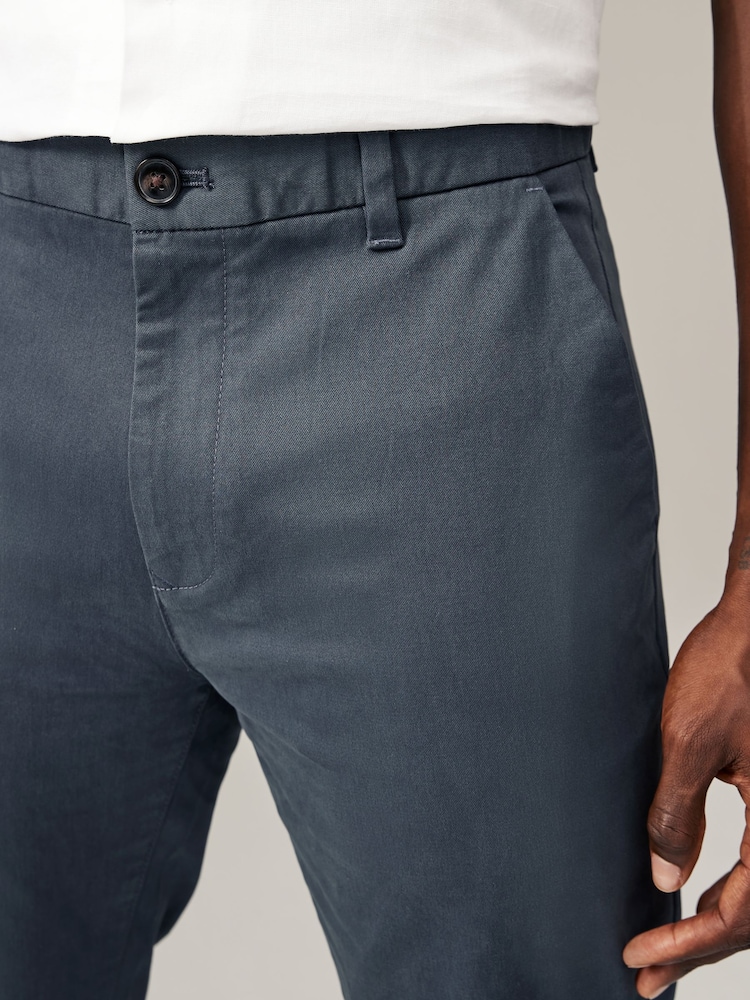 Blue Grey Mid Slim Fit Stretch Chinos Trousers - Image 4 of 8