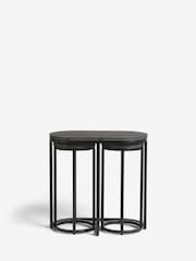 Black Bronx Oak Effect Round Set of 3 Nest of Tables - Image 2 of 7