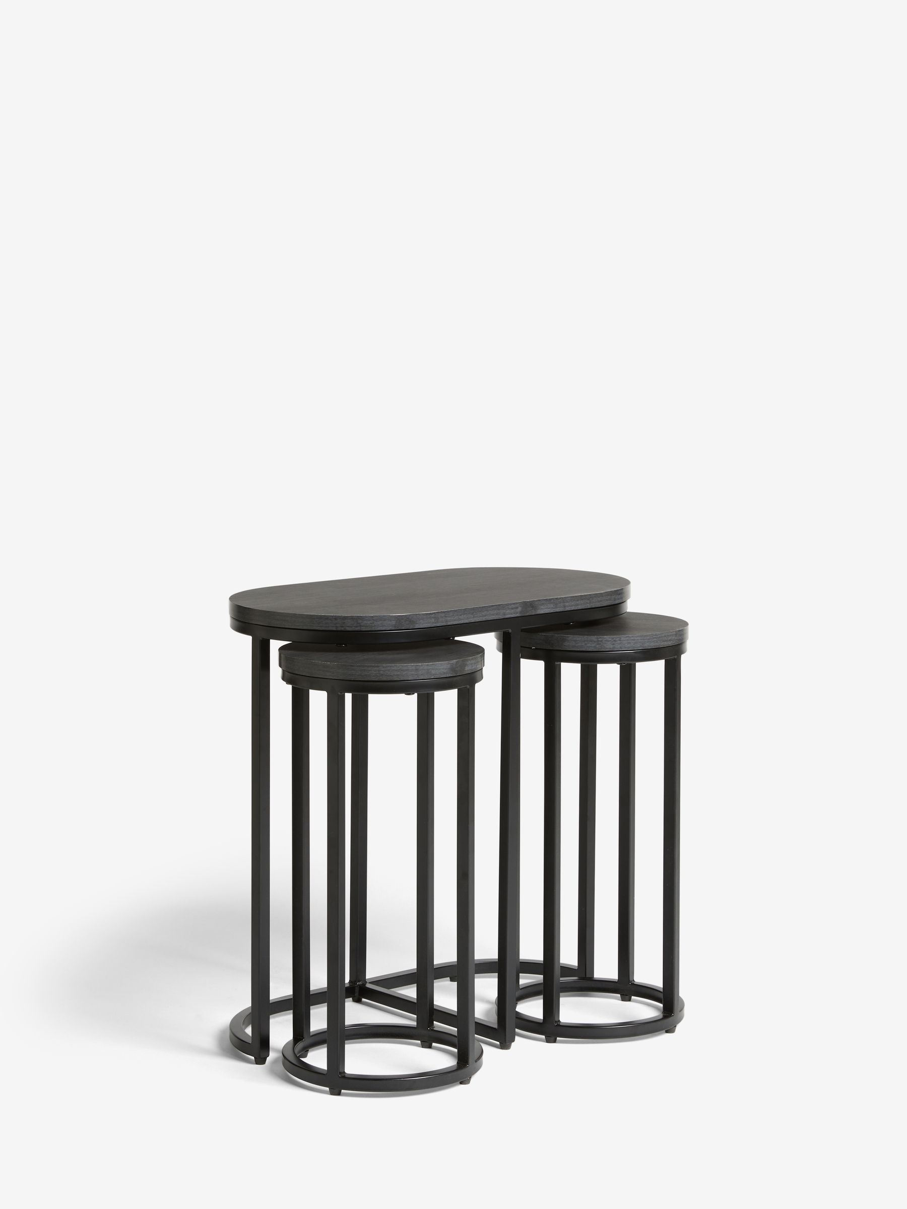 Buy Black Bronx Oak Effect Round Set of 3 Nest of Tables from the Next ...