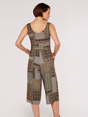 Apricot Green Multi Patchwork Tile Culotte Jumpsuit - Image 2 of 4