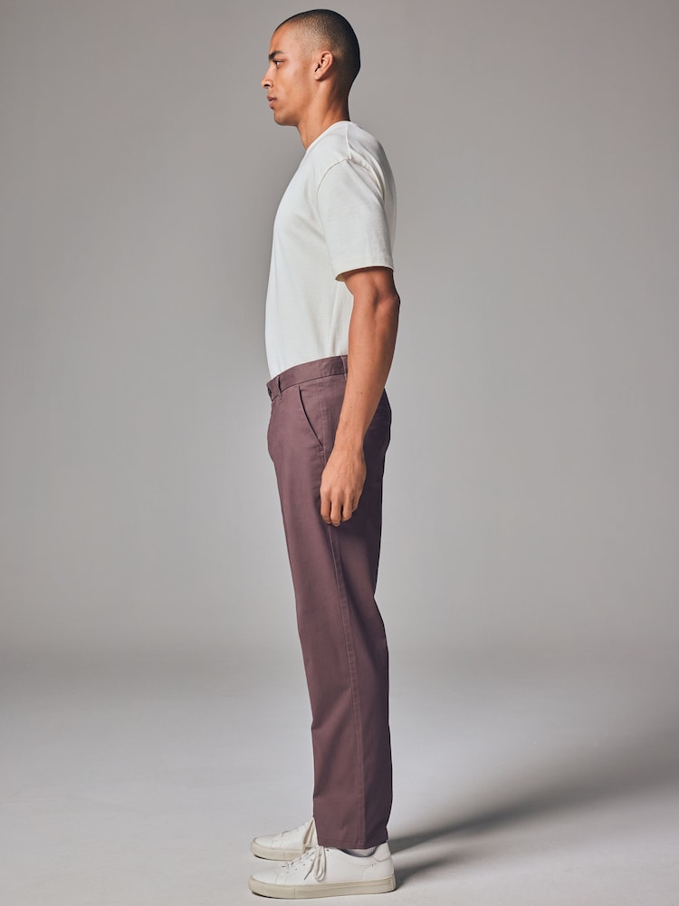 Plum Light Straight Fit Stretch Chinos Trousers - Image 2 of 10