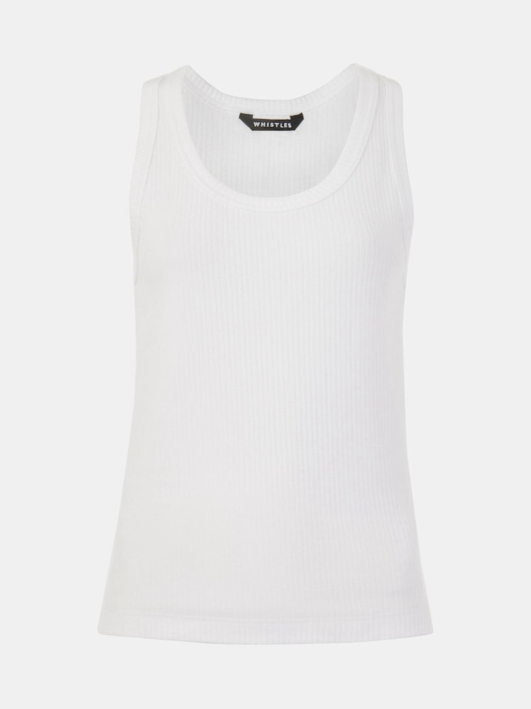 Whistles White Ultimate Ribbed Scoop Vest - Image 6 of 6 Whistles White Ultimate Ribbed Scoop Vest - Image 6 of 6