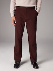 Burgundy Dark Straight Fit Stretch Chinos Trousers - Image 1 of 11