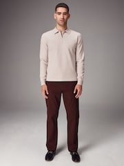 Burgundy Dark Straight Fit Stretch Chinos Trousers - Image 2 of 11