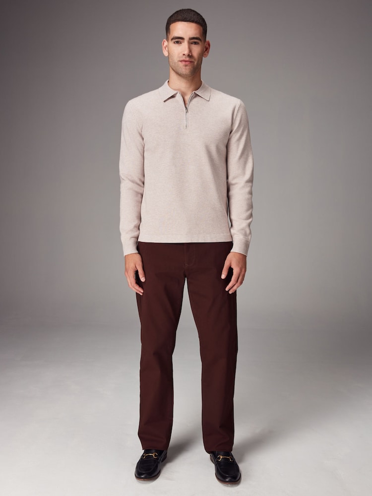 Burgundy Dark Straight Fit Stretch Chinos Trousers - Image 2 of 11