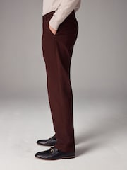 Burgundy Dark Straight Fit Stretch Chinos Trousers - Image 3 of 11