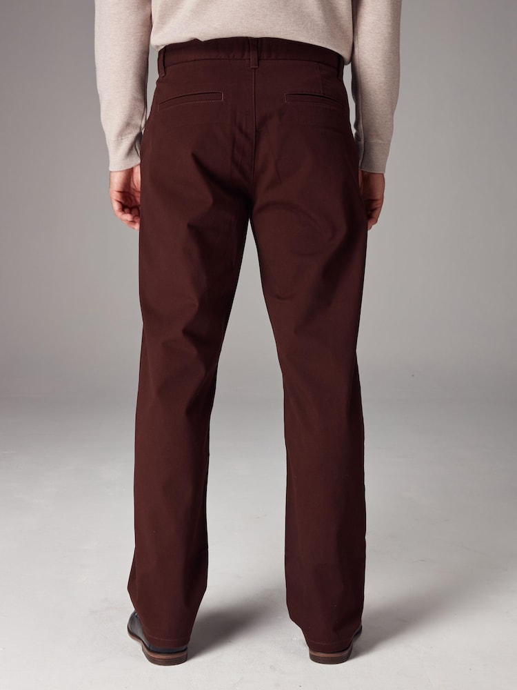 Burgundy Dark Straight Fit Stretch Chinos Trousers - Image 4 of 11