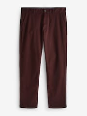 Burgundy Dark Straight Fit Stretch Chinos Trousers - Image 8 of 11