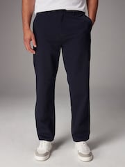 Navy Blue Straight Fit Utility Chino 100% Cotton Trousers - Image 1 of 7