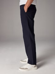 Navy Blue Straight Fit Utility Chino 100% Cotton Trousers - Image 3 of 7