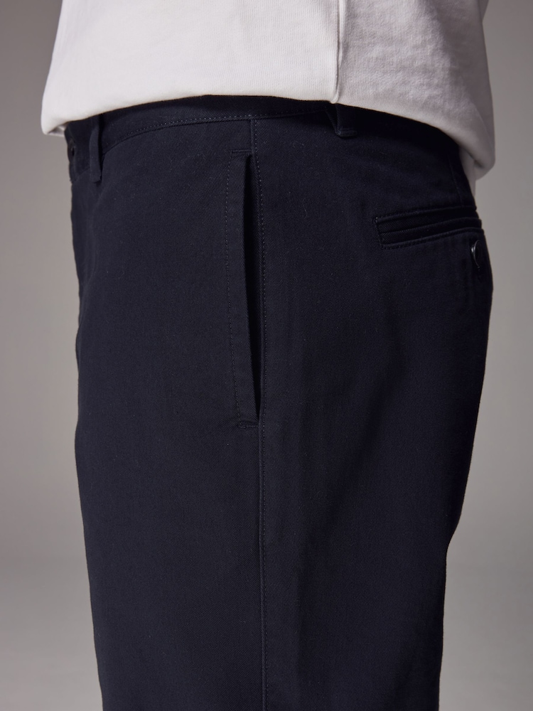 Navy Blue Straight Fit Utility Chino 100% Cotton Trousers - Image 7 of 7