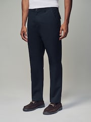 Navy Blue Regular Fit 100% Cotton Utility Style Chino Trousers - Image 1 of 11