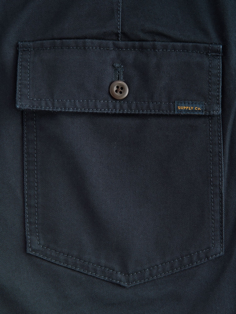 Navy Blue Regular Fit 100% Cotton Utility Style Chino Trousers - Image 11 of 11