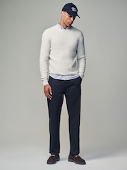 Navy Blue Regular Fit 100% Cotton Utility Style Chino Trousers - Image 2 of 11