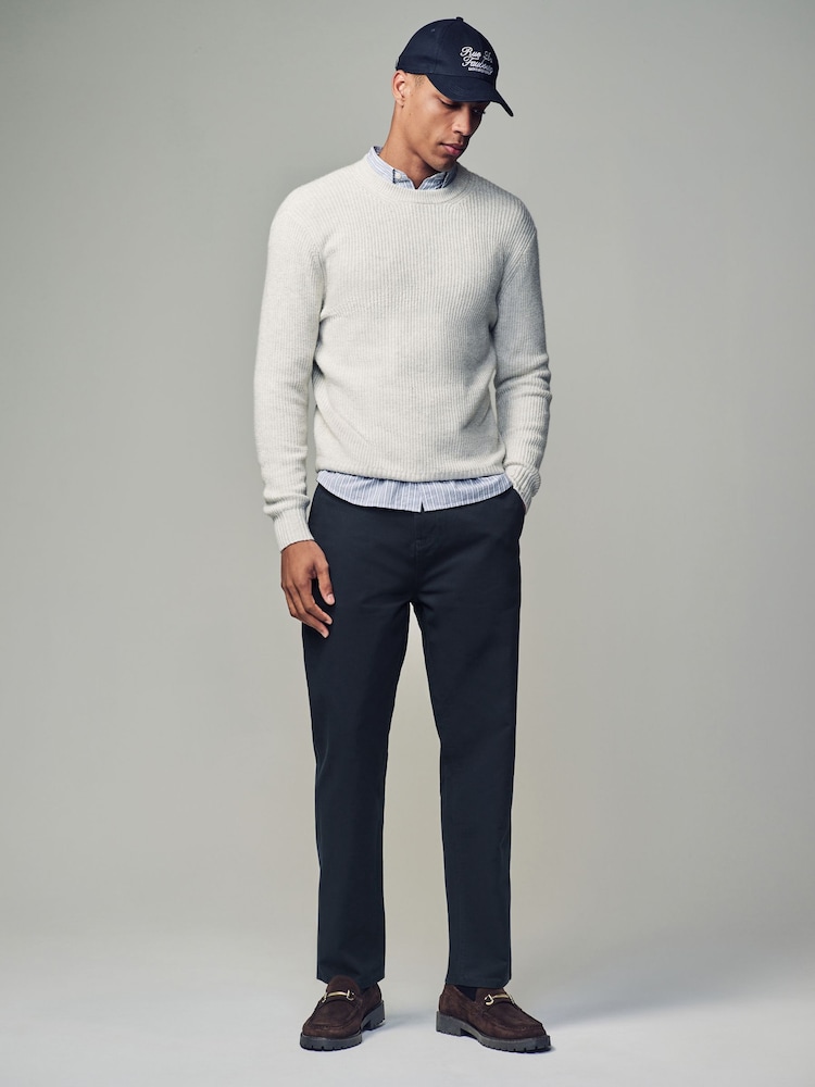 Navy Blue Regular Fit 100% Cotton Utility Style Chino Trousers - Image 2 of 11