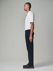 Navy Blue Regular Fit 100% Cotton Utility Style Chino Trousers - Image 4 of 11