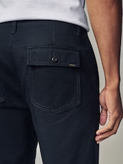 Navy Blue Regular Fit 100% Cotton Utility Style Chino Trousers - Image 7 of 11