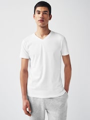 Vit - Vanlig passform 100% bomull V-ringning T-shirt i lager 2 Förp - Bild 2 av 7