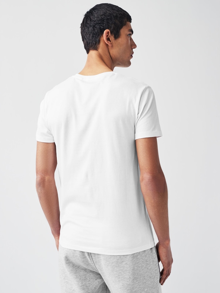 Blanc - Lot de 2 t-shirts coupe régulière 100% coton à col en V - Image 3 of 7