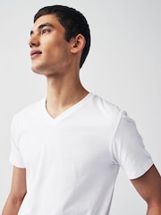 Vit - Vanlig passform 100% bomull V-ringning T-shirt i lager 2 Förp - Bild 4 av 7
