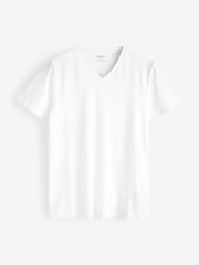 Vit - Vanlig passform 100% bomull V-ringning T-shirt i lager 2 Förp - Bild 5 av 7