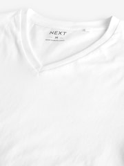 Vit - Vanlig passform 100% bomull V-ringning T-shirt i lager 2 Förp - Bild 6 av 7