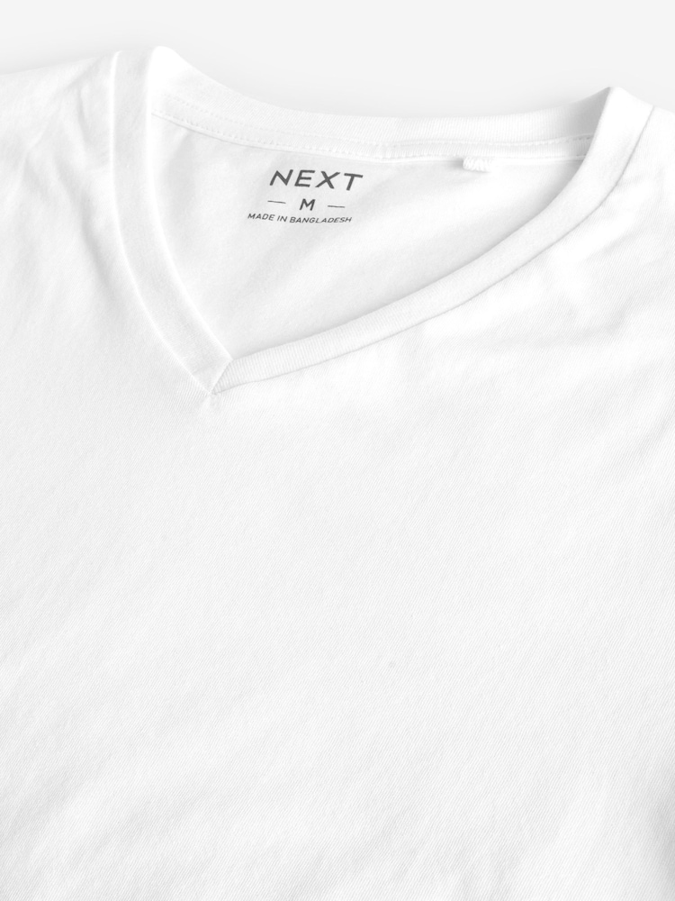Blanc - Lot de 2 t-shirts coupe régulière 100% coton à col en V - Image 6 of 7