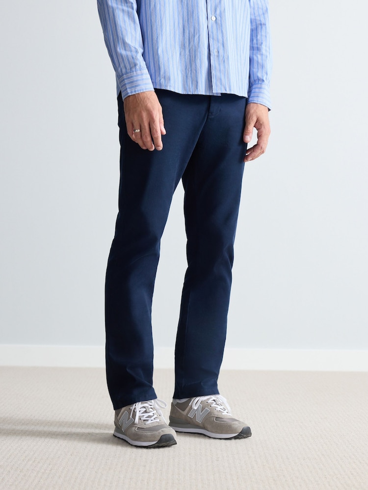 Navy Blue Slim Fit Nova Fides Italian Signature Chino Trousers - Image 1 of 11