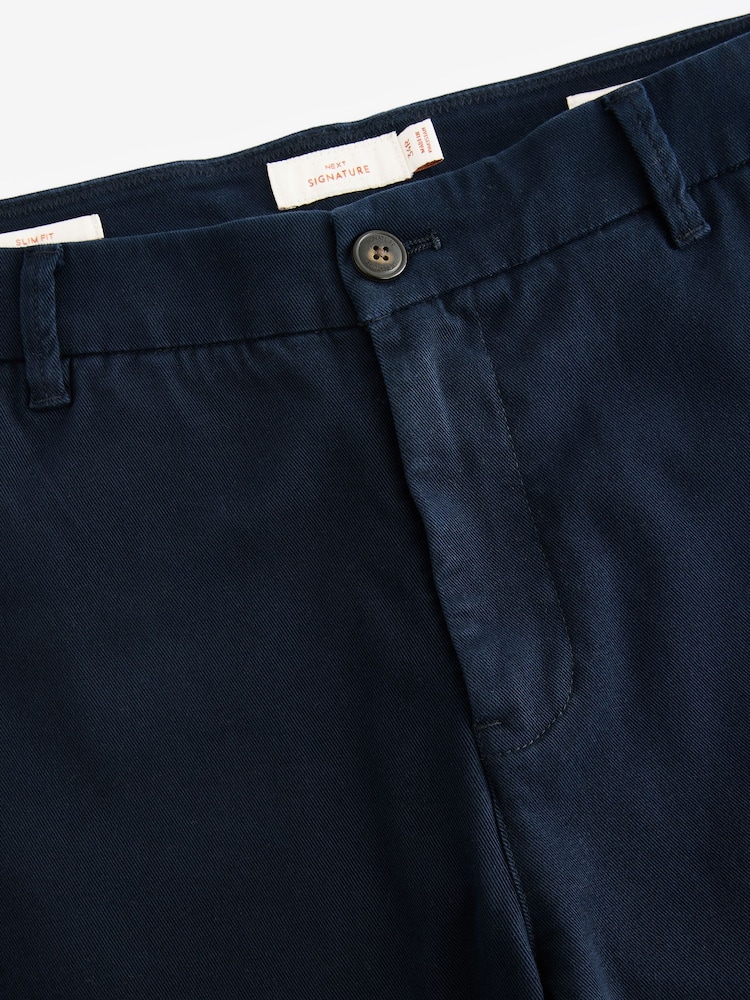 Navy Blue Slim Fit Nova Fides Italian Signature Chino Trousers - Image 11 of 11