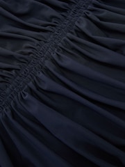 Reiss Navy Cathy Ruched Mesh Long-Sleeve Maxi Dress - Image 8 of 9