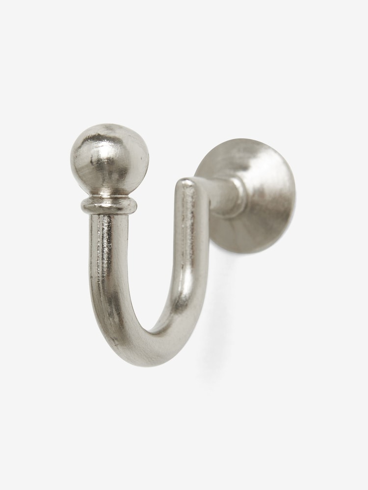 Set of 2 Brushed Silver Curtain Tie Back Hooks - Image 4 of 4 Set of 2 Brushed Silver Curtain Tie Back Hooks - Image 4 of 4
