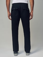 Black Regular Fit 100% Cotton Utility Style Chino Trousers - Image 8 of 10