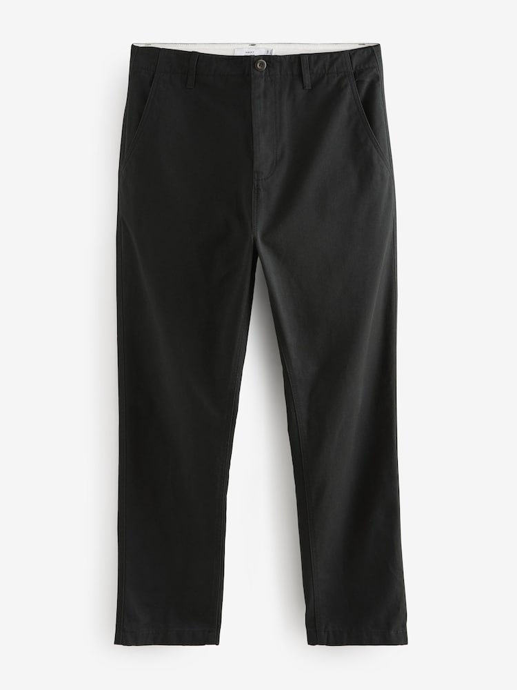 Black Regular Fit 100% Cotton Utility Style Chino Trousers - Image 2 of 6
