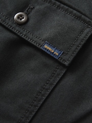 Black Regular Fit 100% Cotton Utility Style Chino Trousers - Image 3 of 6