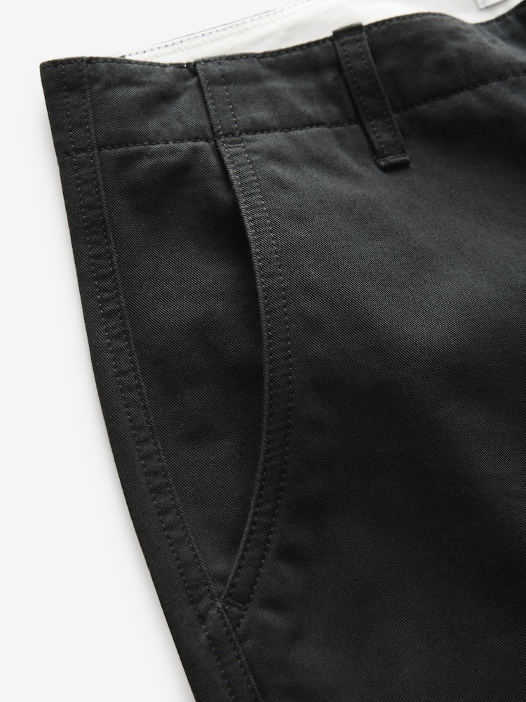 Black Regular Fit 100% Cotton Utility Style Chino Trousers - Image 2 of 10