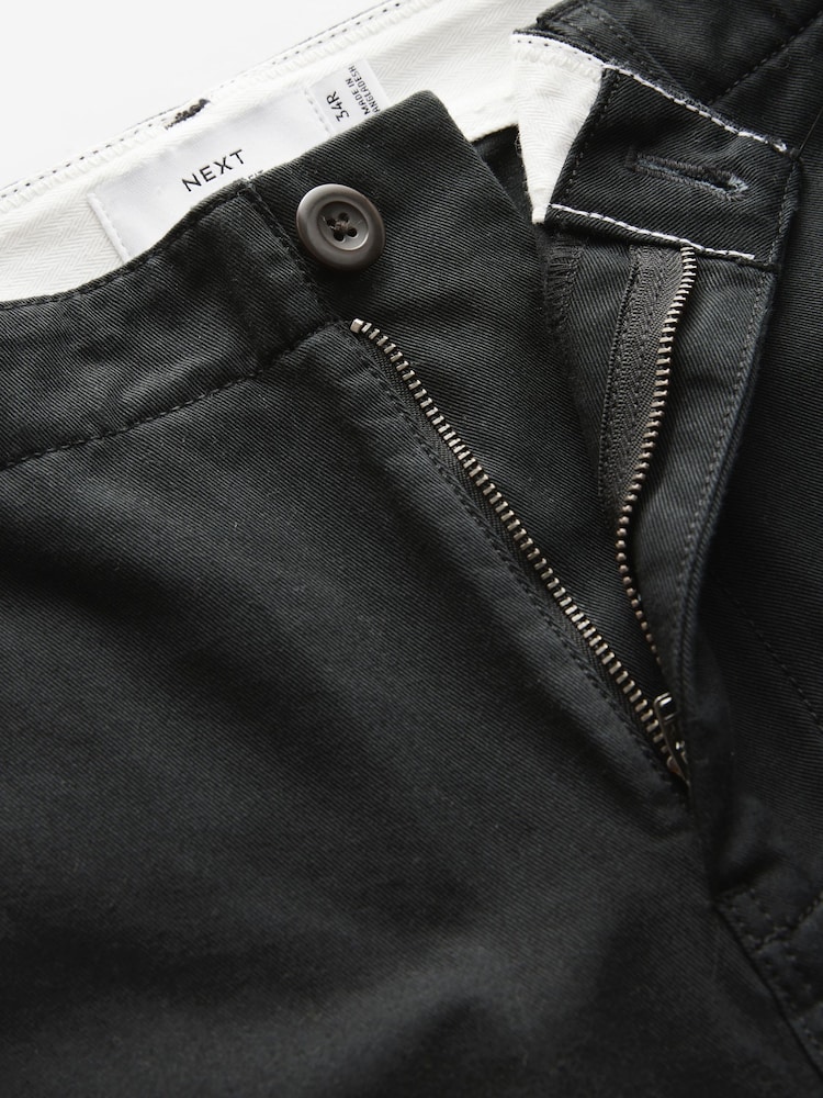 Black Regular Fit 100% Cotton Utility Style Chino Trousers - Image 6 of 6