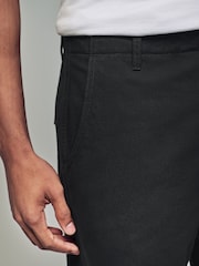 Black Regular Fit 100% Cotton Utility Style Chino Trousers - Image 6 of 10