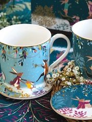 Sara Miller Set of 2 Blue Woodland Tales Mugs & Coaster Set - Image 2 of 3