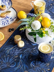 Sara Miller Blue Anniversary Peacock Parade Table Runner - Image 1 of 3