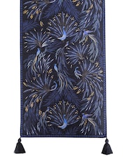 Sara Miller Blue Anniversary Peacock Parade Table Runner - Image 3 of 3