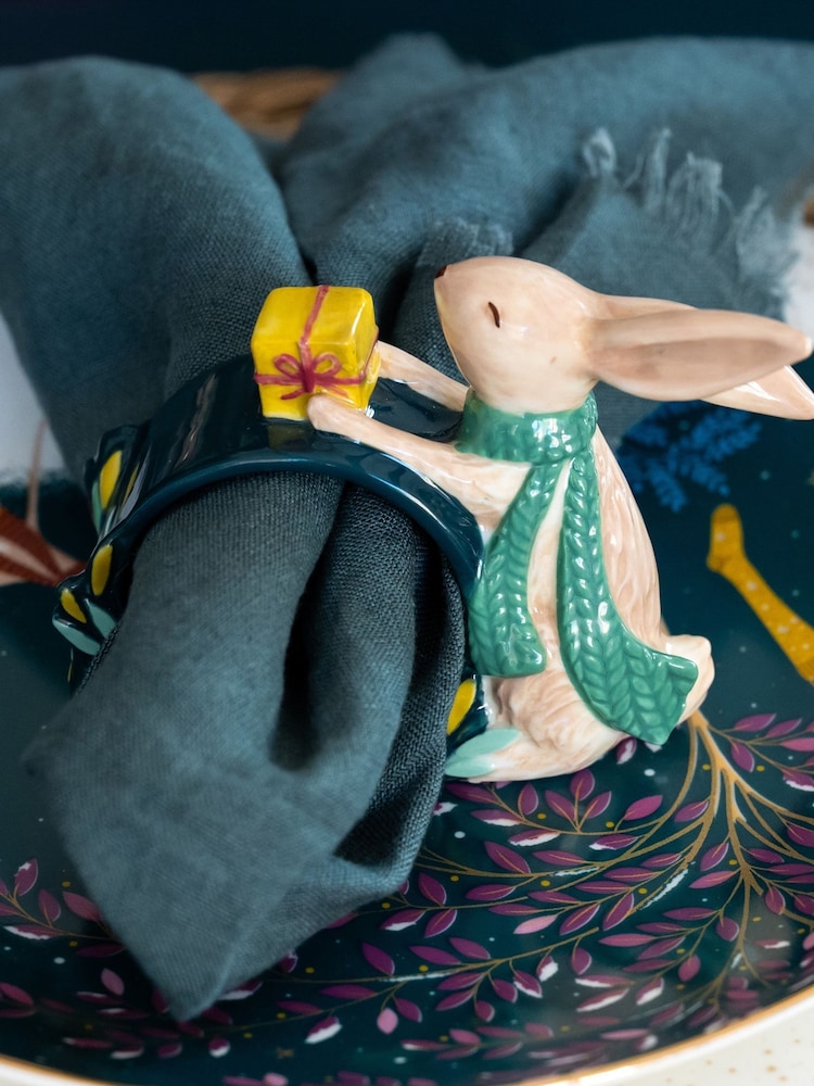 Sara Miller Set of 2 Blue Woodland Tales Rabbit Napkin Rings - Image 1 of 3 Sara Miller Set of 2 Blue Woodland Tales Rabbit Napkin Rings - Image 1 of 3