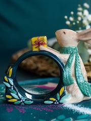 Sara Miller Set of 2 Blue Woodland Tales Rabbit Napkin Rings - Image 2 of 3