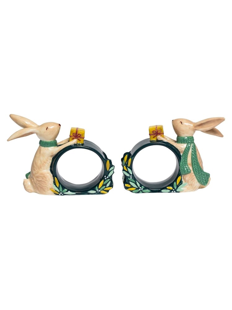 Sara Miller Set of 2 Blue Woodland Tales Rabbit Napkin Rings - Image 3 of 3 Sara Miller Set of 2 Blue Woodland Tales Rabbit Napkin Rings - Image 3 of 3