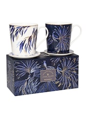 Sara Miller Set of 2 White Anniversary Mugs & Coaster Set - Image 3 of 3
