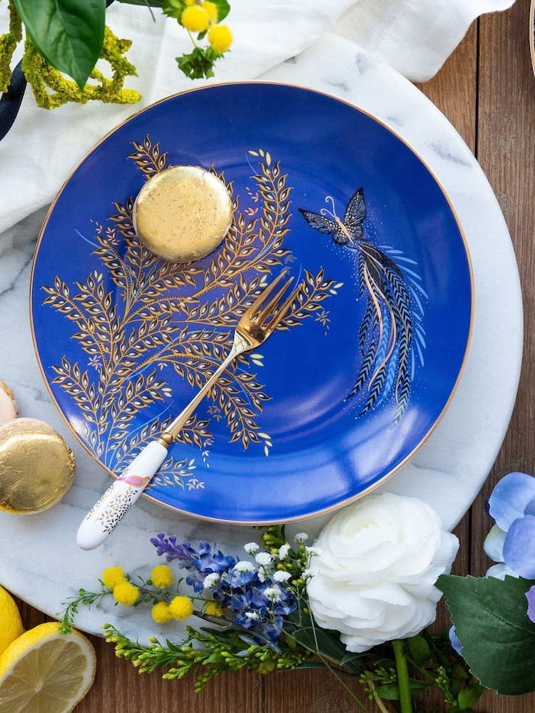 Sara Miller Set of 4 Yellow Anniversary Cake Plates - Image 1 of 4 Sara Miller Set of 4 Yellow Anniversary Cake Plates - Image 1 of 4