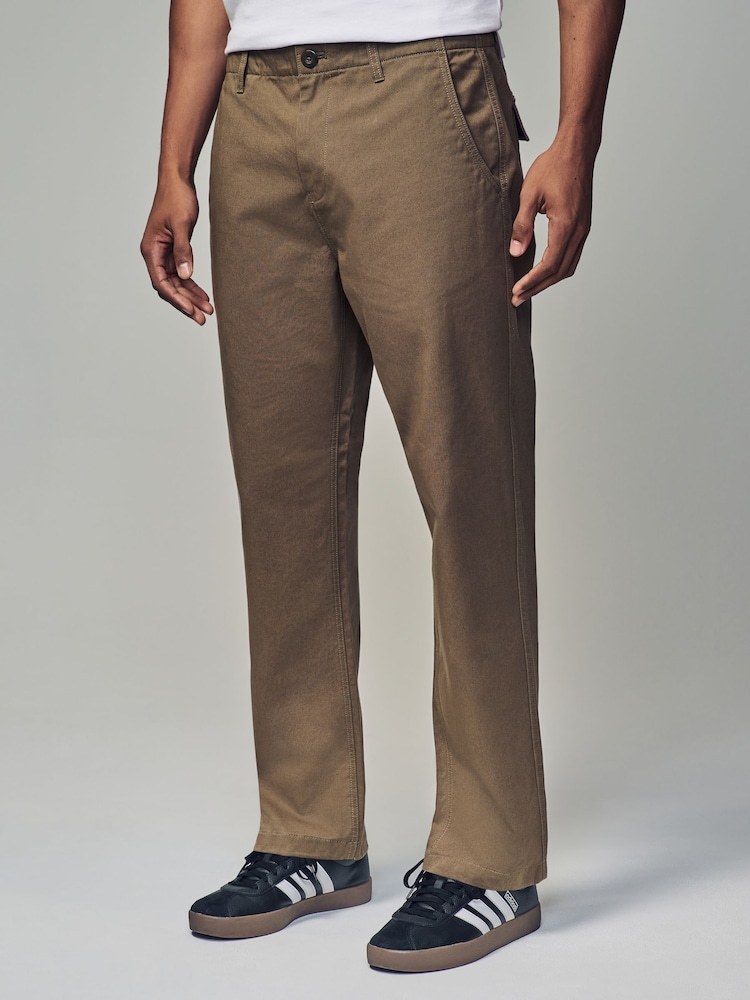 Tan Regular Fit 100% Cotton Utility Style Chino Trousers - Image 1 of 9