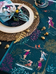 Sara Miller Blue Woodland Tales Deer & Robin Table Runner - Image 1 of 4